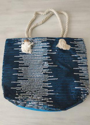 Пляжная сумка с пайетками - 2442 синий