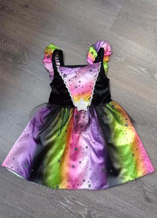 Карнавальное платье радуга звездочка ночь 3-4 года код 10ч