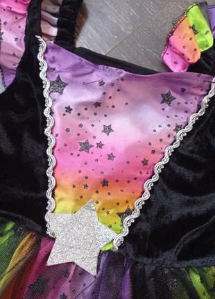 Карнавальное платье радуга звездочка ночь 3-4 года код 10ч5 фото