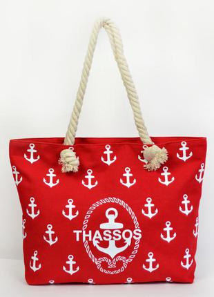 Пляжная сумка в принт "якорь" - sym-1813 красный