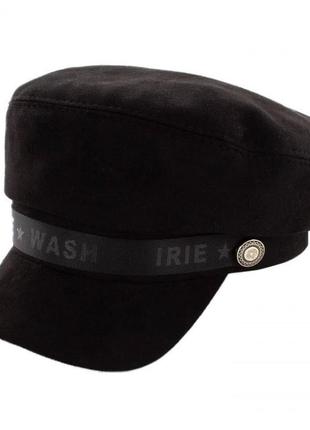 Кепи женское из замши "симона" тесьма iriewash - 7632 чёрный