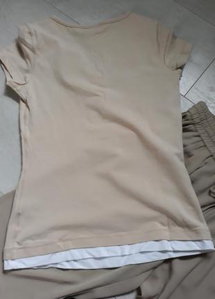 Mexx футболка нюдовая бежевая короткий рукав / натуральная ткань3 фото
