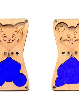 Заготівля для бизиборда пісочний годинник кішки-мишки + мікробісер, пісочний годинник бізіборда6 фото