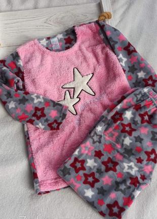 Піжама підліткова тепла зірки з принтом на дівчинку 8-14 років. пижама детская