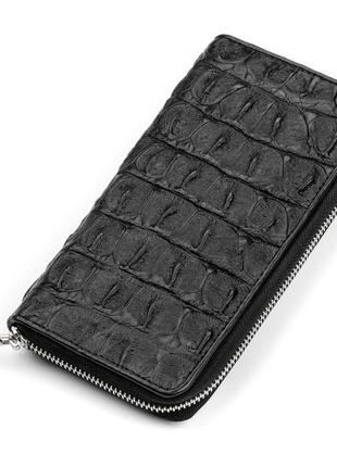 Кошелек-клатч crocodile leather 18012 из натуральной кожи крокодила черный1 фото