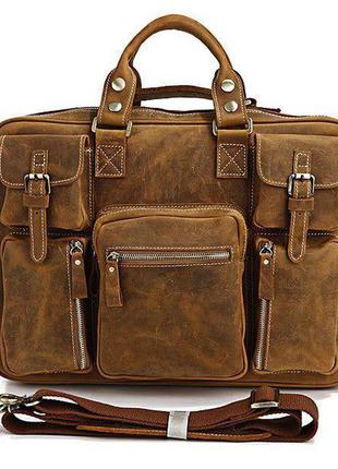Сумка мужская vintage 14051 в винтажном стиле коричневая3 фото