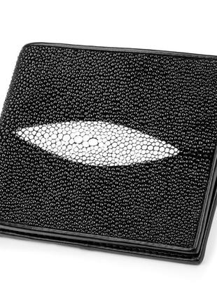Гаманець stingray leather 18009 з натуральної шкіри морського скату чорний1 фото