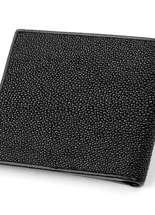 Гаманець stingray leather 18009 з натуральної шкіри морського скату чорний2 фото