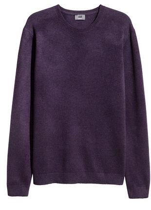 Чоловічий фіолетовий вовняний светр, джемпер h&m преміум сегмент