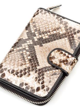 Портмоне snake leather 18180 з натуральної шкіри пітона коричневе1 фото