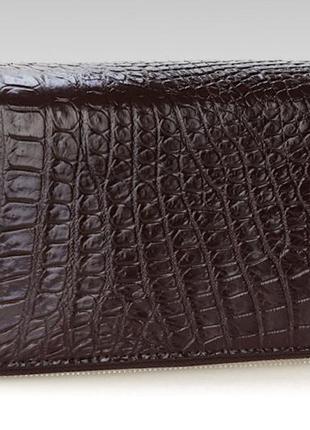 Кошелек-клатч crocodile leather 18260 из натуральной кожи крокодила коричневый2 фото