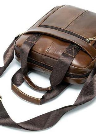 Деловая мужская сумка кожаная vintage 14789 коричневая6 фото
