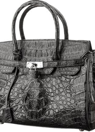 Сумка жіноча crocodile leather 18265 з натуральної шкіри крокодила чорна