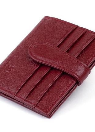 Гаманець-візитниця на хлястике з кнопкою жіночий st leather 19231 бордовий