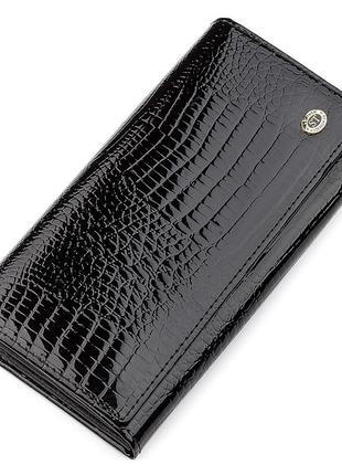 Кошелек женский st leather 18390 (s2001a) из лакированной кожи черный