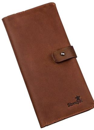 Бумажник мужской из винтажной кожи shvigel 16208 коричневый1 фото