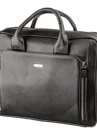 Деловая мужская сумка из кожи karya 17284 черная1 фото