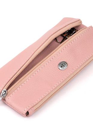 Ключница-кошелек с кармашком женская st leather 19353 розовая3 фото