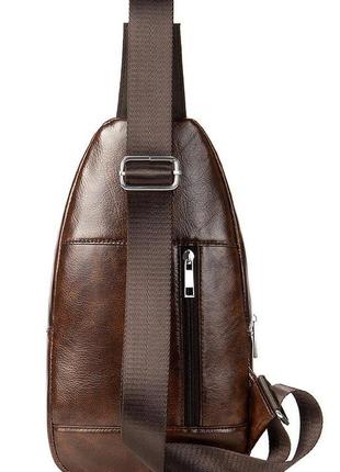 Мужская сумка-слинг кожаная 20340 vintage коричневая3 фото