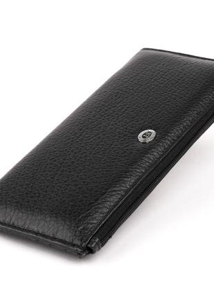 Горизонтальний тонкий гаманець зі шкіри унісекс st leather 19324 чорний