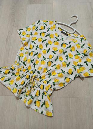 Летняя футболка zara классный принт лимоны 🍋