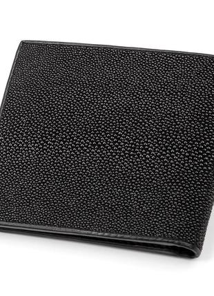 Портмоне чоловіче stingray leather 18071 з натуральної шкіри морського скату чорне2 фото
