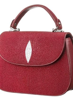 Сумка женская stingray leather 18628 из натуральной кожи морского ската бордовая