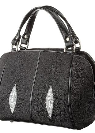Сумка жіноча stingray leather 18515 з натуральної шкіри морського скату чорна