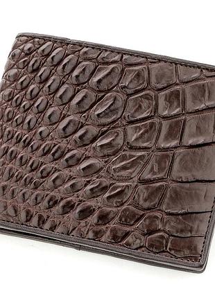 Гаманець чоловічий crocodile leather 18577 з натуральної шкіри крокодила коричневий