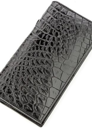 Клатч мужской crocodile leather 18585 из натуральной кожи крокодила черный