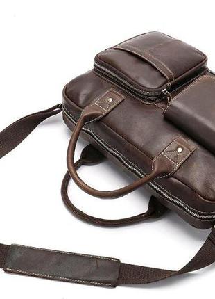Сумка - портфель чоловіча vintage 14667 коричнева6 фото