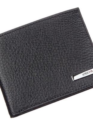 Тонкий мужской бумажник кожа флотар karya 17381 черный1 фото