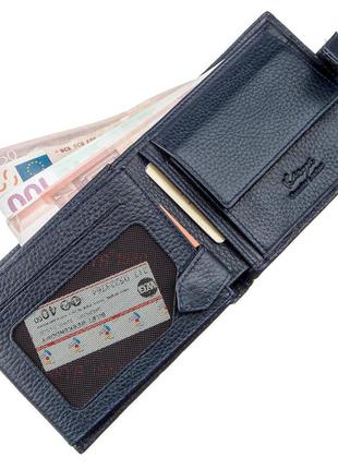 Мужской кошелек с хлястиком кожаный флотар karya 17369 синий3 фото