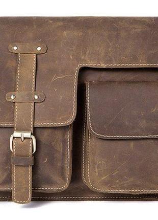 Сумка чоловіча з ефектом старовини vintage 14697 коричнева