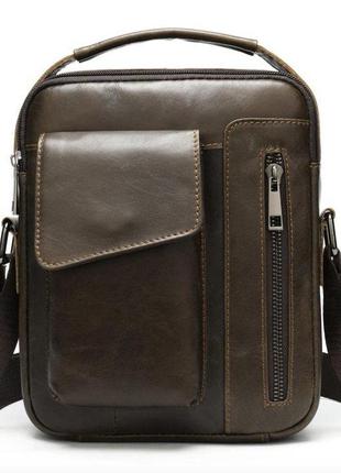 Кожаная мужская сумка vintage 20095 коричневая