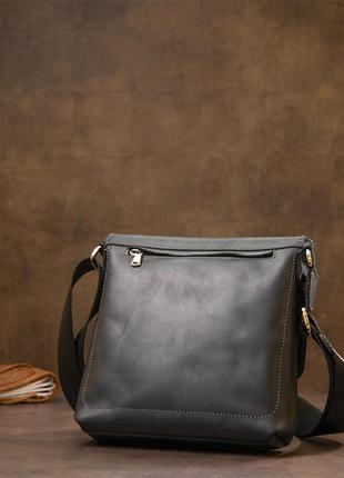 Практичная кожаная мужская сумка grande pelle 11431 черный8 фото