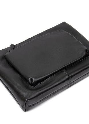 Кожаная мужская сумка для ноутбука grande pelle 11437 черный3 фото