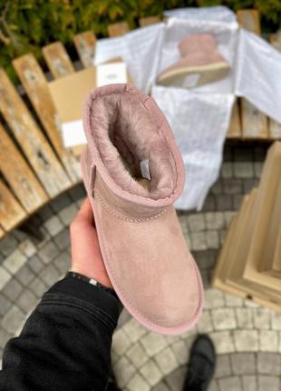 Угги ugg classic mini pink suede2 фото