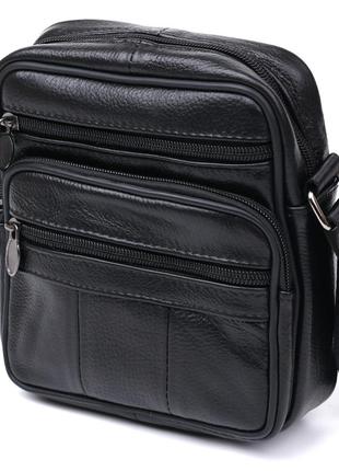 Невелика шкіряна чоловіча сумка vintage 20370 чорний