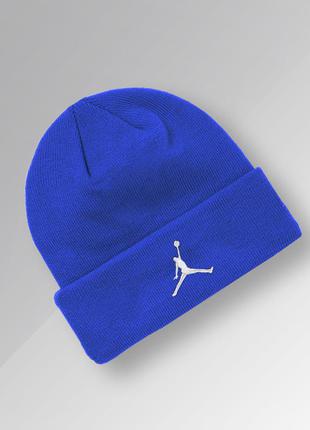 Шапка jordan jumpman beanie синяя женская / мужская1 фото