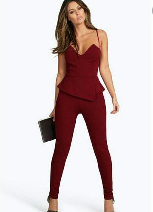 Стильный шикарный комбинезон марсалового (бордо) цвета