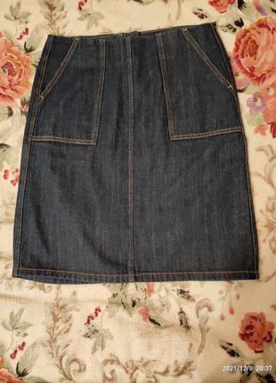 Спідниця 'next' джинсова, довжина 54см, р-р 10 темно-синя в ідеальному стані