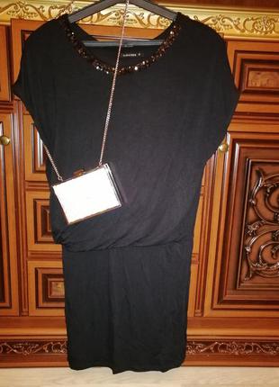 Платье черное нарядное миди туника1 фото