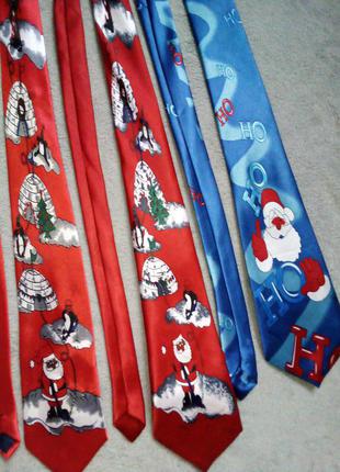Комплект музыкальных галстуков новогодний принт (4 шт)8 фото