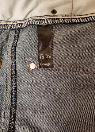 Женственная модная весной/летом 2022г юбочка-мини джинсовая 'george' темно-синяя мини, длина 40см, р-р 12, состояние идеальное7 фото