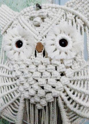 Сова макраме, настенное панно