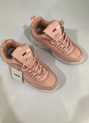 Fila disruptor 2 pink \ white брендовые розовые женские кроссовки фила распродажа жіночі рожеві кросівки філа розпродаж6 фото