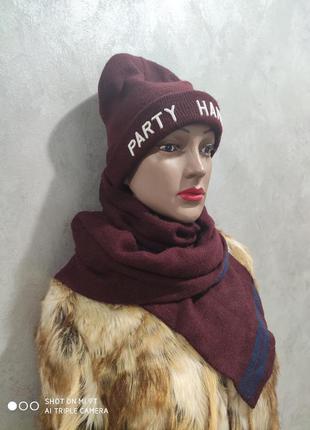 Збірний стильний комплект шапочка і шарф2 фото