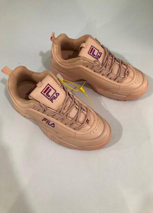 Fila disruptor 2 pink beige брендовые бежевые персиковые женские кроссовки фила распродажа жіночі бежеві рожеві кросівки філа розпродаж6 фото