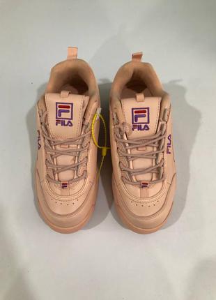 Fila disruptor 2 pink beige брендовые бежевые персиковые женские кроссовки фила распродажа жіночі бежеві рожеві кросівки філа розпродаж7 фото